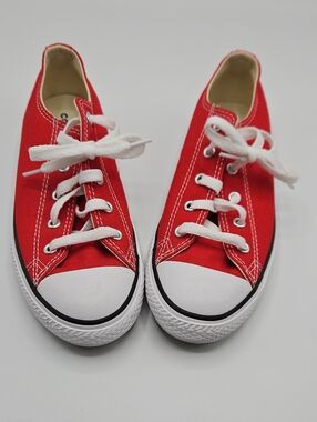 Converse Kids Red Canvas Lace-Up Sneakers with White Soles
